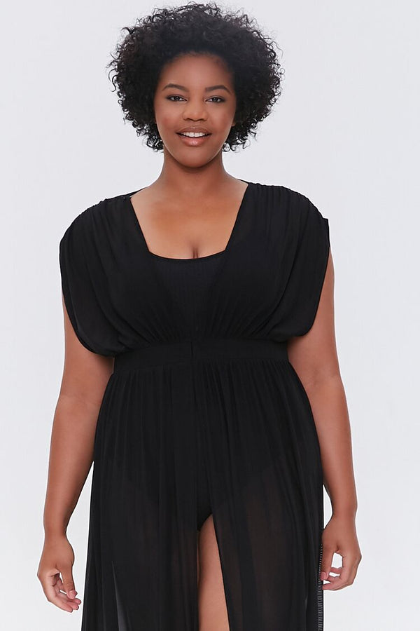 Forever 21 Plus Size Sheer Mesh Swim Cover-Up Dress