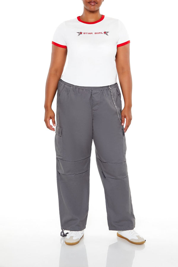 forever 21 Plus Size Twill Cargo Wallet Chain Pants