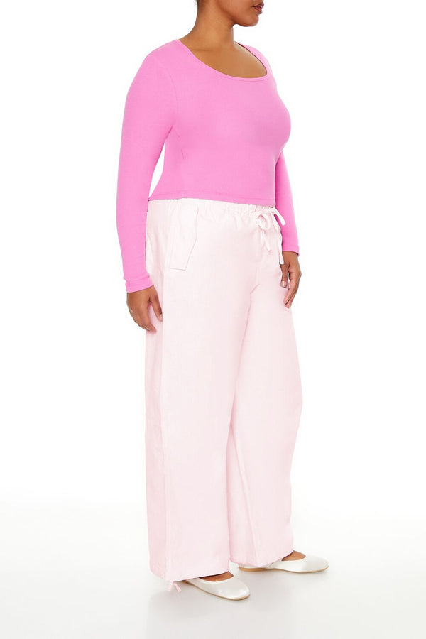 Forever 21 Plus Size Velvet Wide-Leg Drawstring Joggers