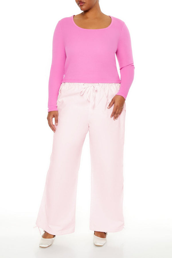 forever 21 Plus Size Velvet Wide-Leg Drawstring Joggers