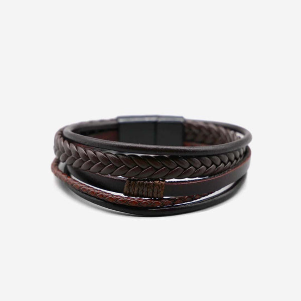 Forever 21 Premium Leather 5-Strap Pasadena Men's Wrap Bracelet