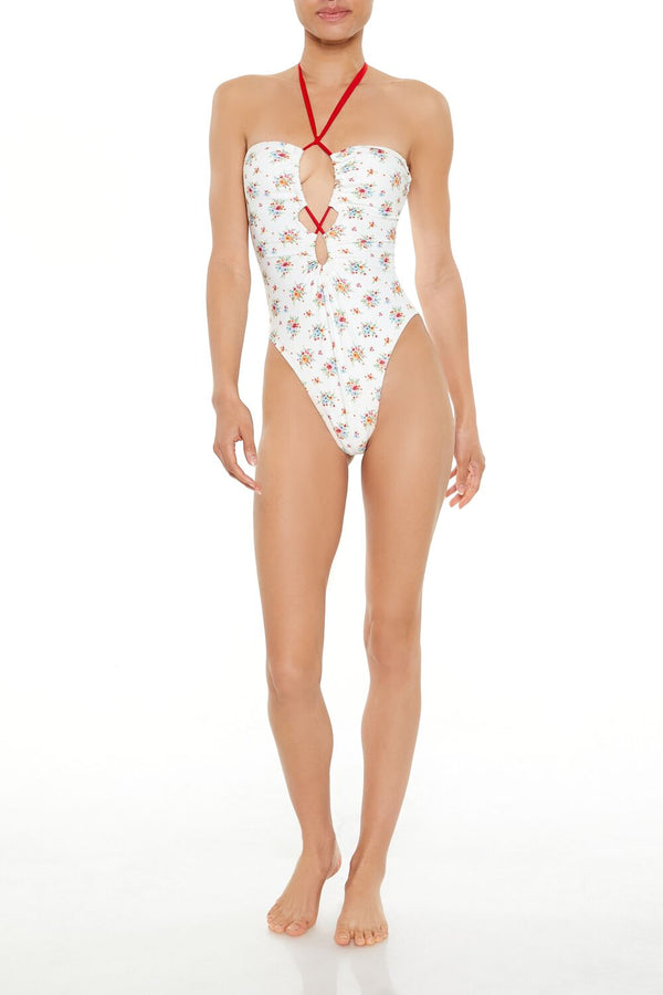 Forever 21 Romantic Floral Monokini One-Piece Swimsuit