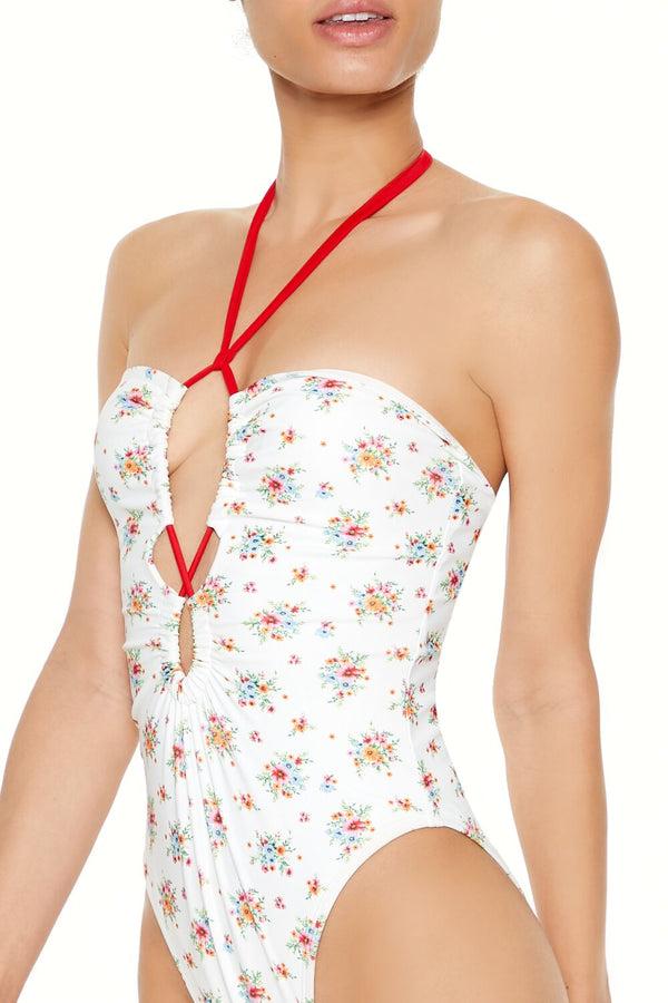 Forever 21 Romantic Floral Monokini One-Piece Swimsuit
