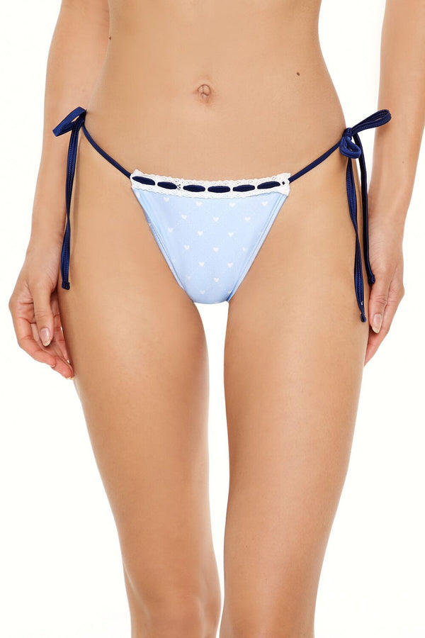 Forever 21 Satin Laced Hearts String Bikini Bottoms