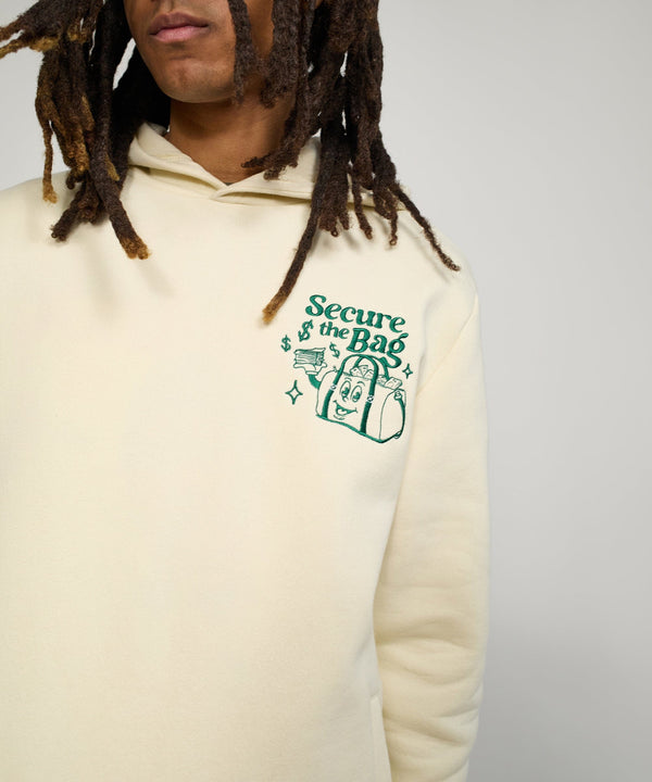 Forever 21 Secure The Bag Heavy Weight Embroidered Hoodie - Bone