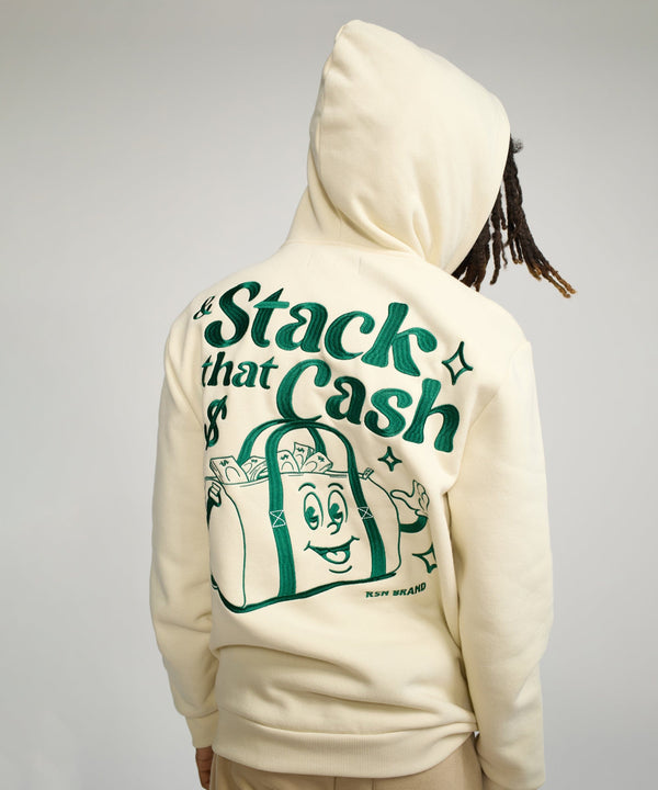 forever 21 Secure the Bag Heavy Weight Embroidered Hoodie - Bone