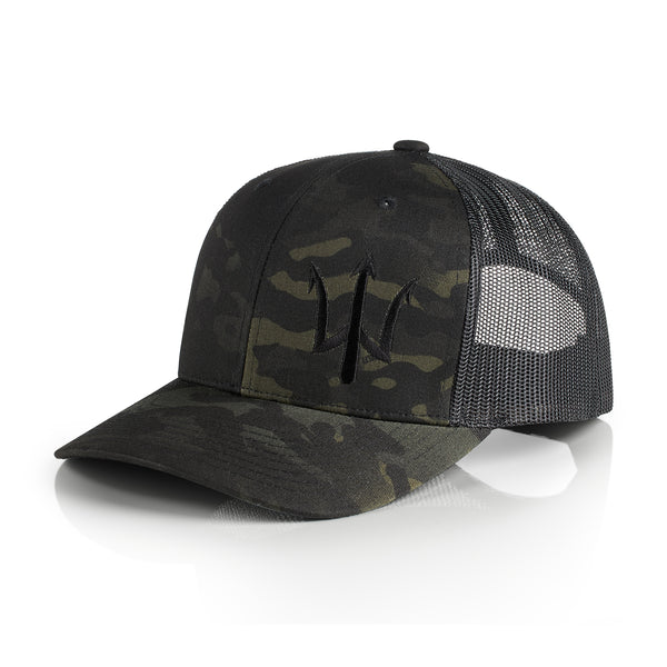 forged TRIDENT MULTICAM BLACK SNAPBACK TRUCKER