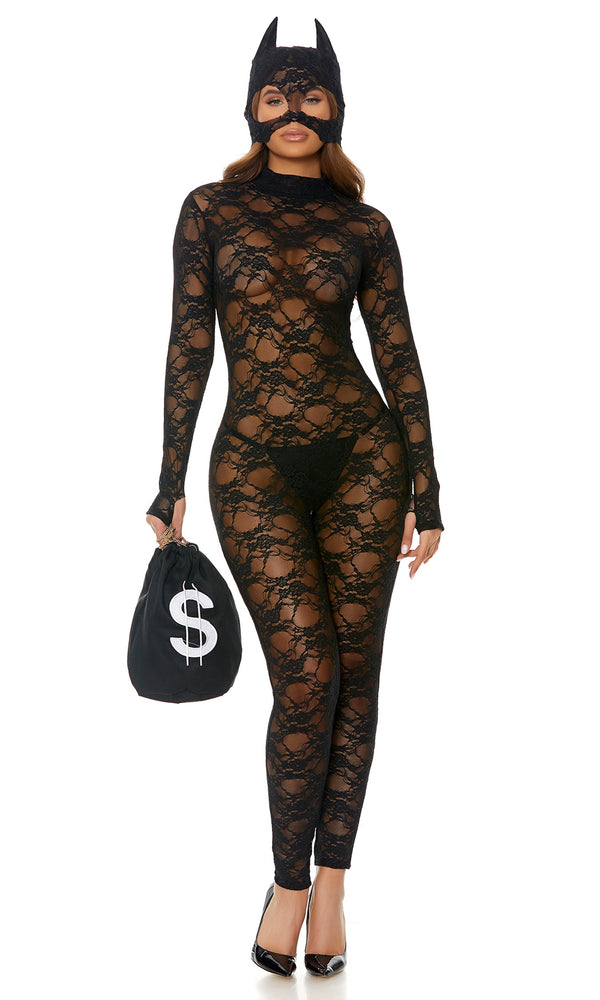 Forplay About My Money Sexy Cat Burglar Costume Black