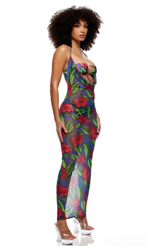 Forplay Amalfi Mesh Pool Maxi Dress - Painted Flora Painted Flora