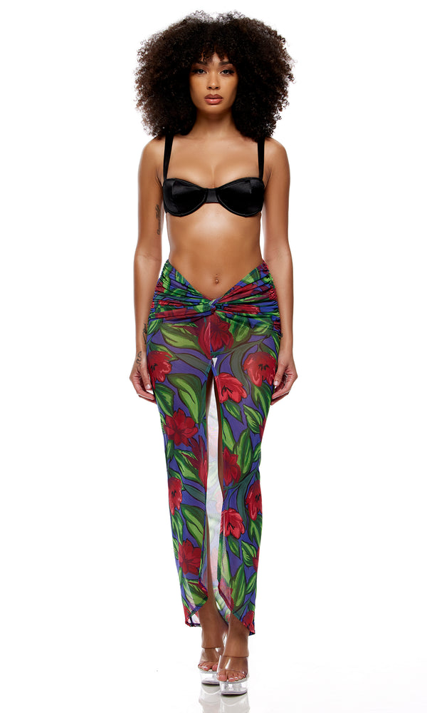 Forplay Calabria Mesh Pool Maxi Skirt - Painted Flora Painted Flora