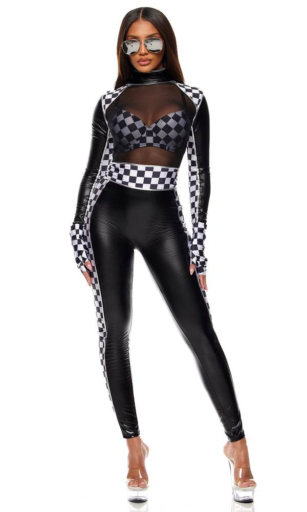 Forplay Finish Line Car Racer Costume For Women Black