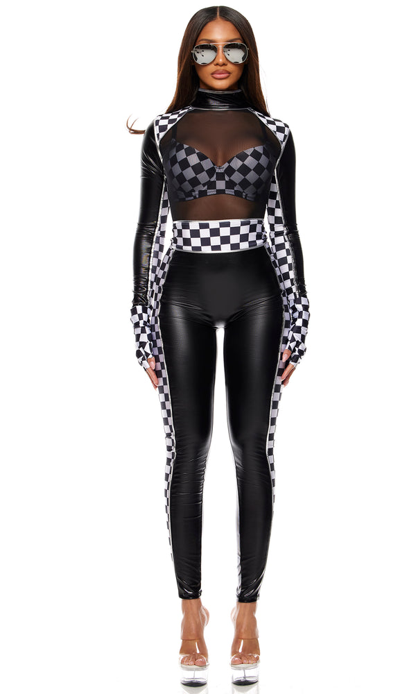 forplay Finish Line Car Racer Costume for Women Black