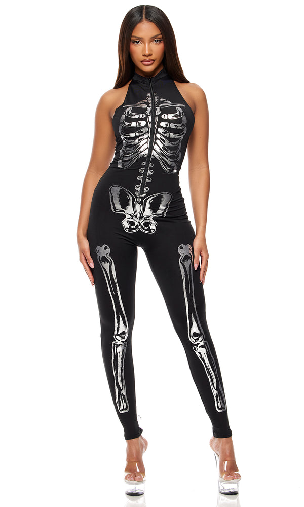Forplay Flashy On The Inside Sexy Skeleton Costume Black