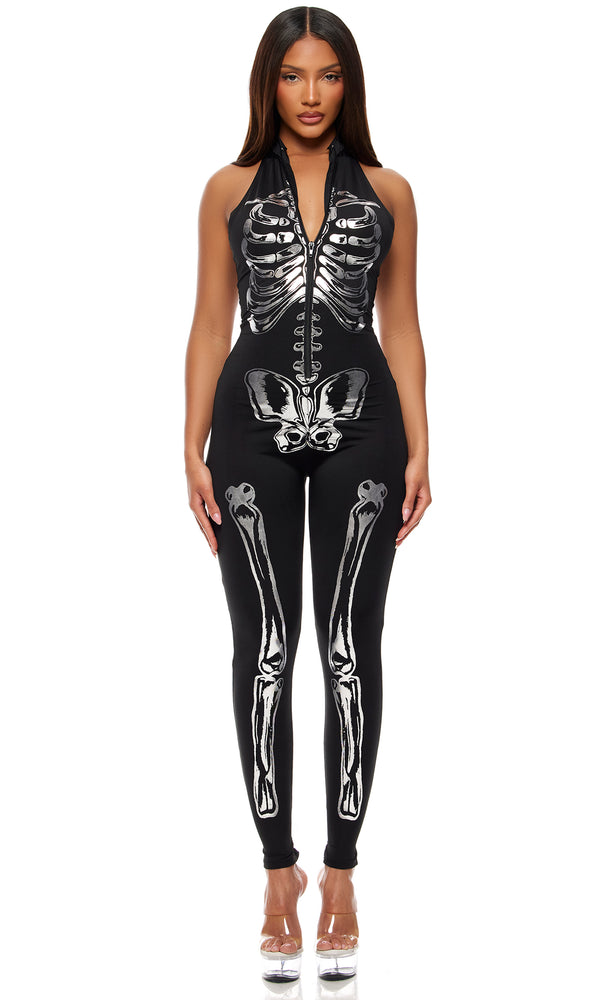 Forplay Flashy On The Inside Sexy Skeleton Costume Black
