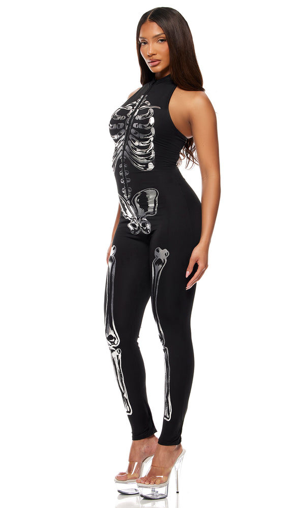 Forplay Flashy On The Inside Sexy Skeleton Costume Black