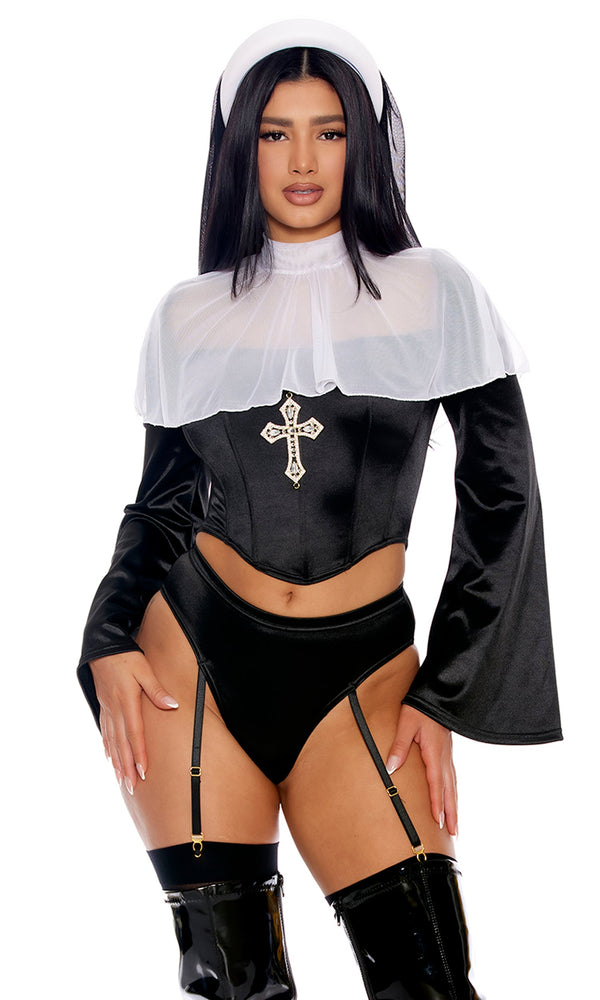 forplay Best Behavior Sexy Nun Costume Black
