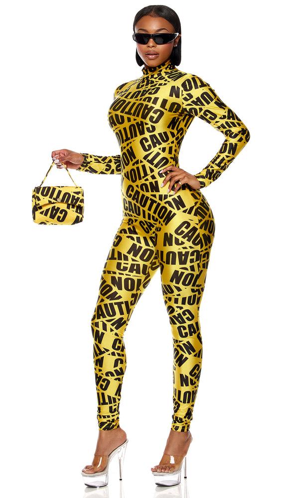 Forplay Caution Sexy Caution Tape Costume Yellow