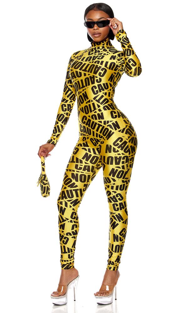 Forplay Caution Sexy Caution Tape Costume Yellow