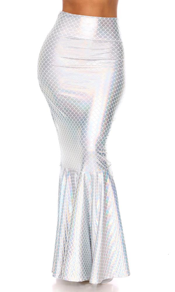 Forplay Hologram Mermaid Skirt With Wide Band Gold