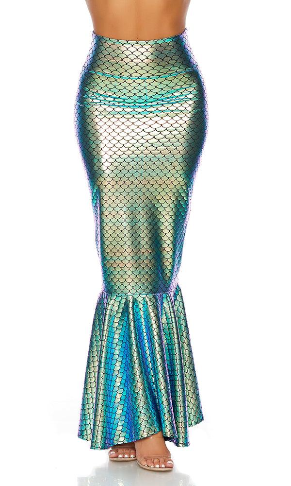 Forplay Hologram Mermaid Skirt With Wide Band Gold