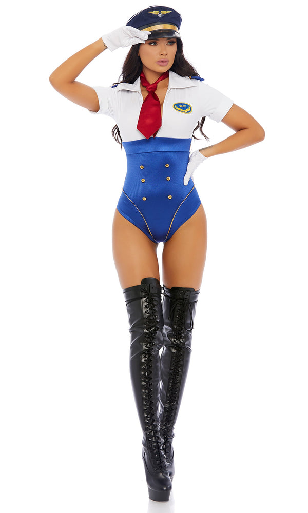 Forplay In Control Pilot Costume Blue
