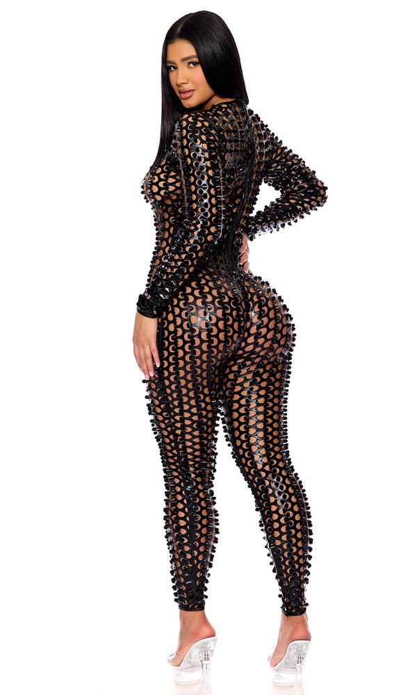 Forplay Lasercut Holes Jumpsuit Black