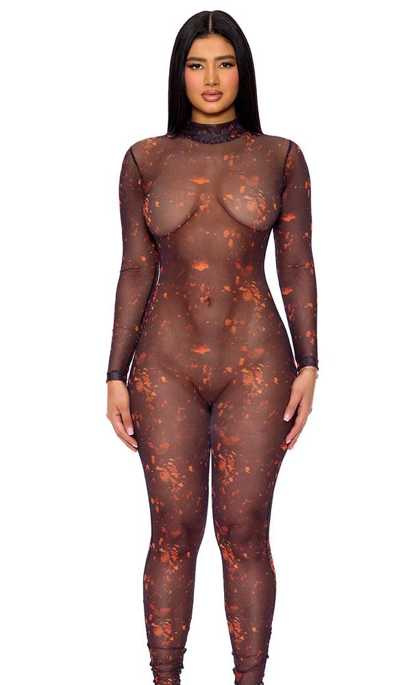Forplay Mesh Lava Jumpsuit Multicolor