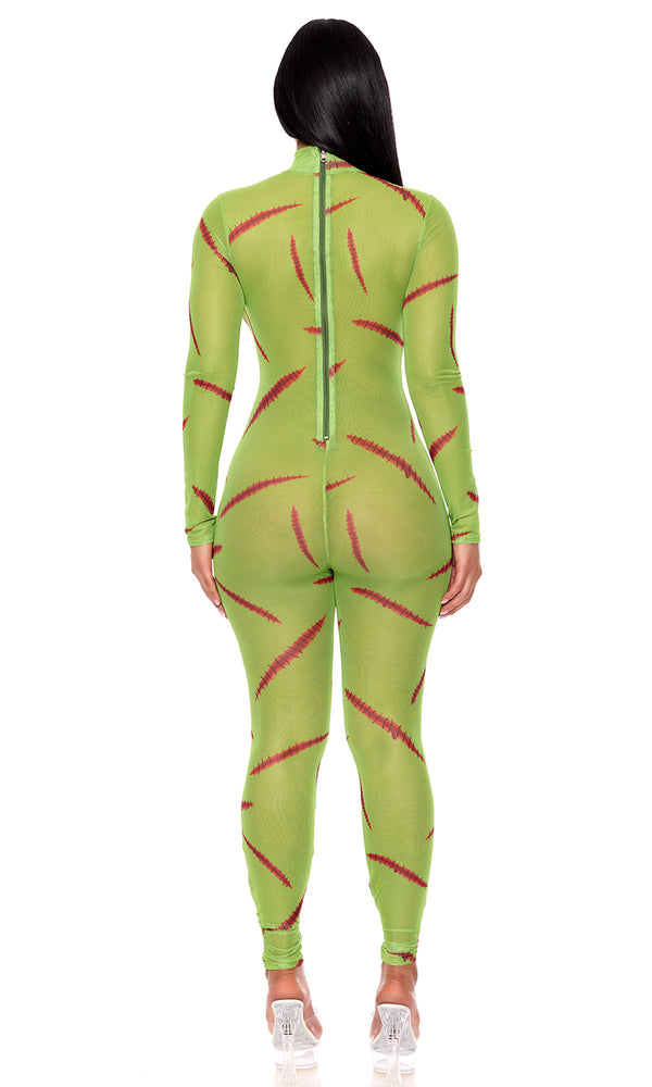 Forplay Mesh Monster Jumpsuit Green