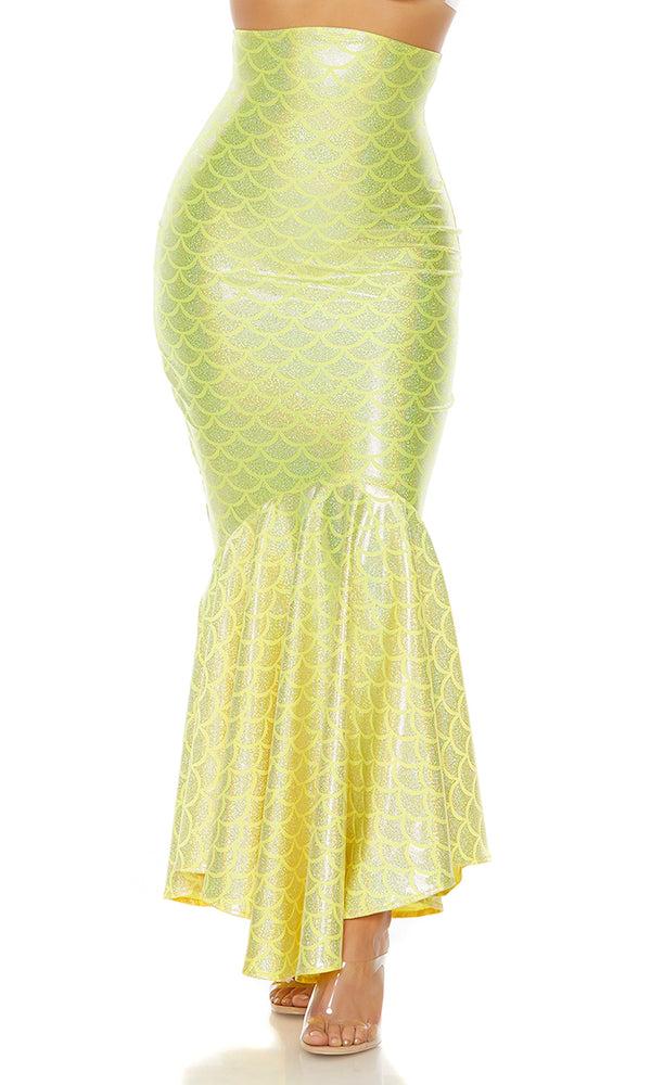 Forplay Neon Hologram Mermaid Skirt Neon Orange