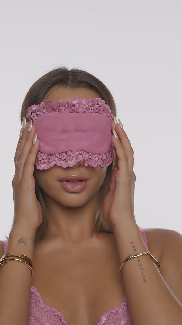 Forplay Self Care Ribbed Lace Eye Mask - Mauve Mauve