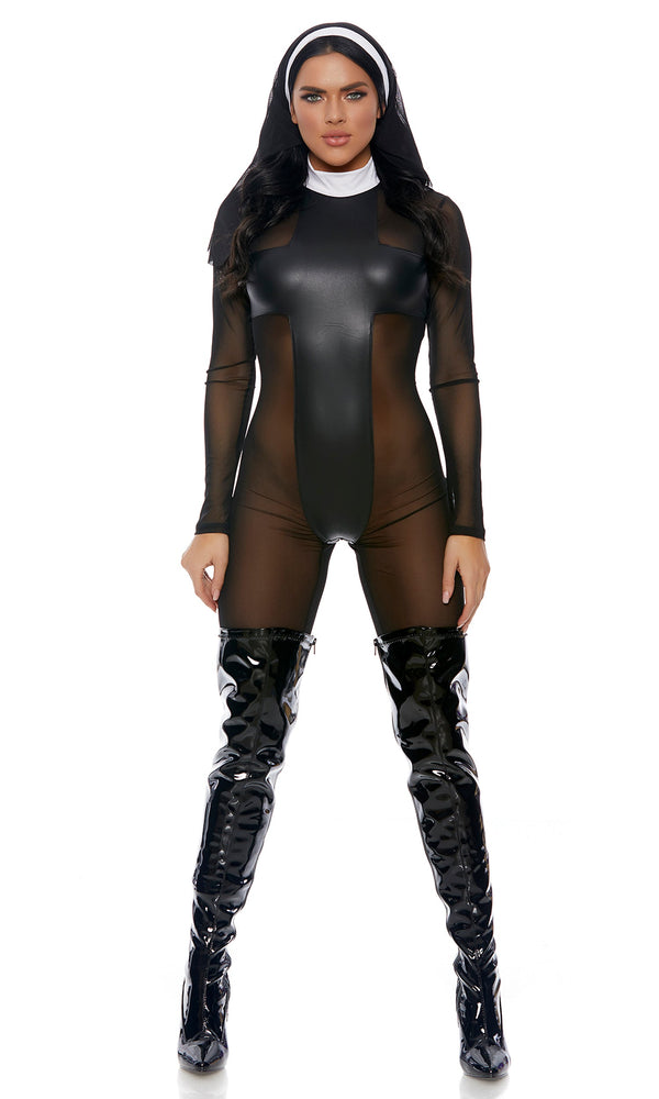 Forplay Sinful Sister Sexy Nun Costume Black