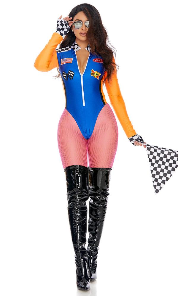 Forplay Sponsor Me Sexy Racer Costume Blue