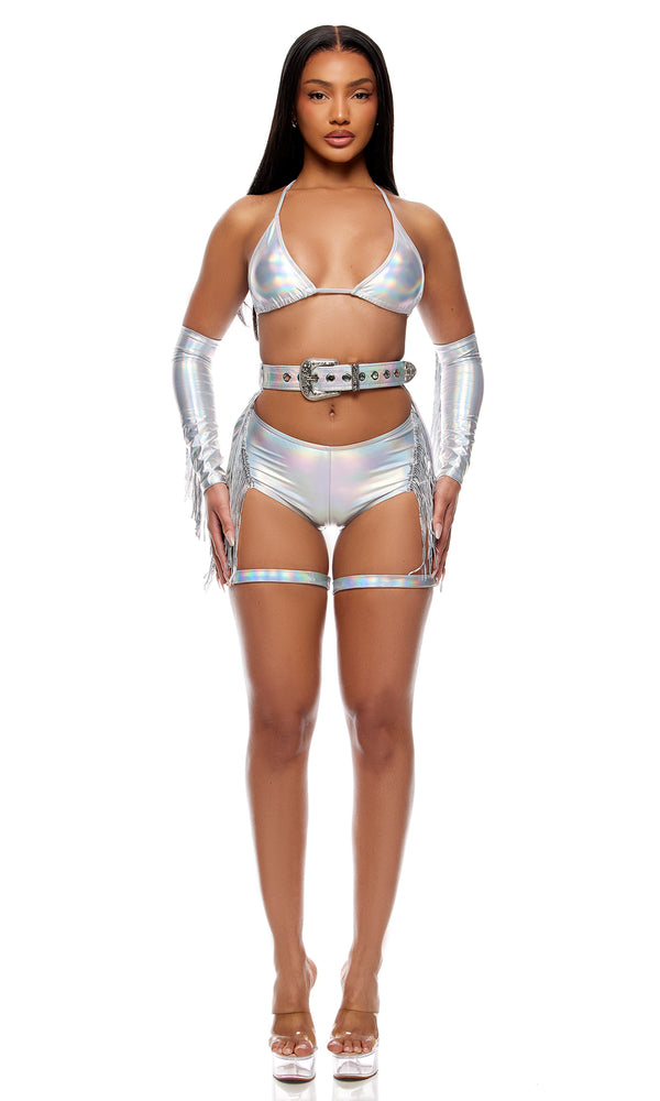 Forplay Spurs On Sexy Cowgirl Costume Silver