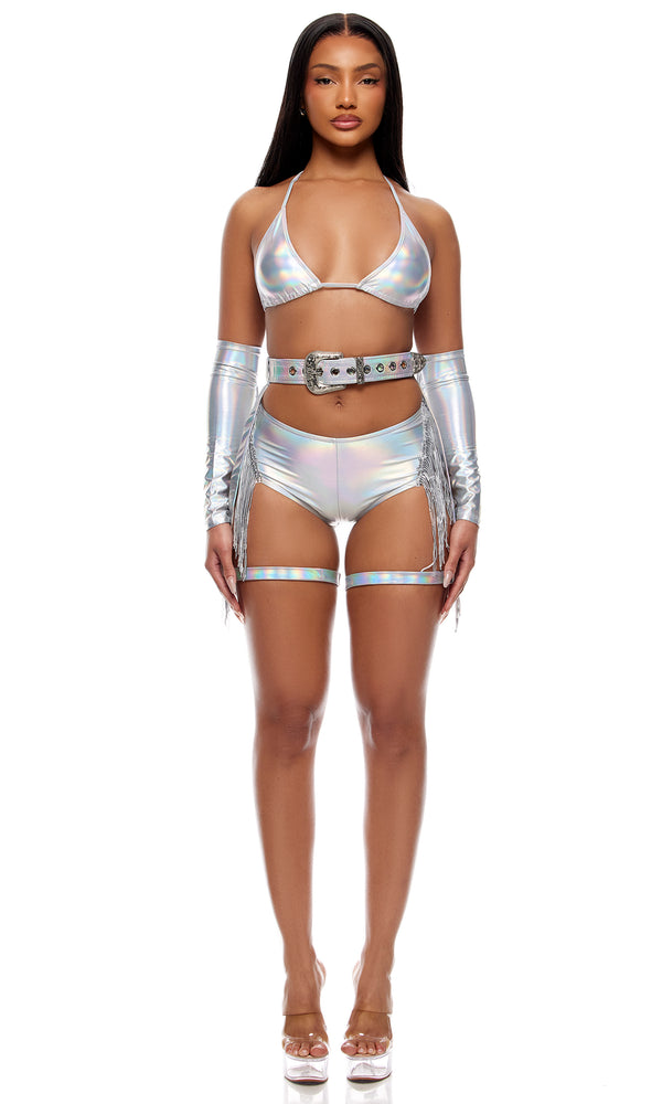 forplay Spurs On Sexy Cowgirl Costume Silver