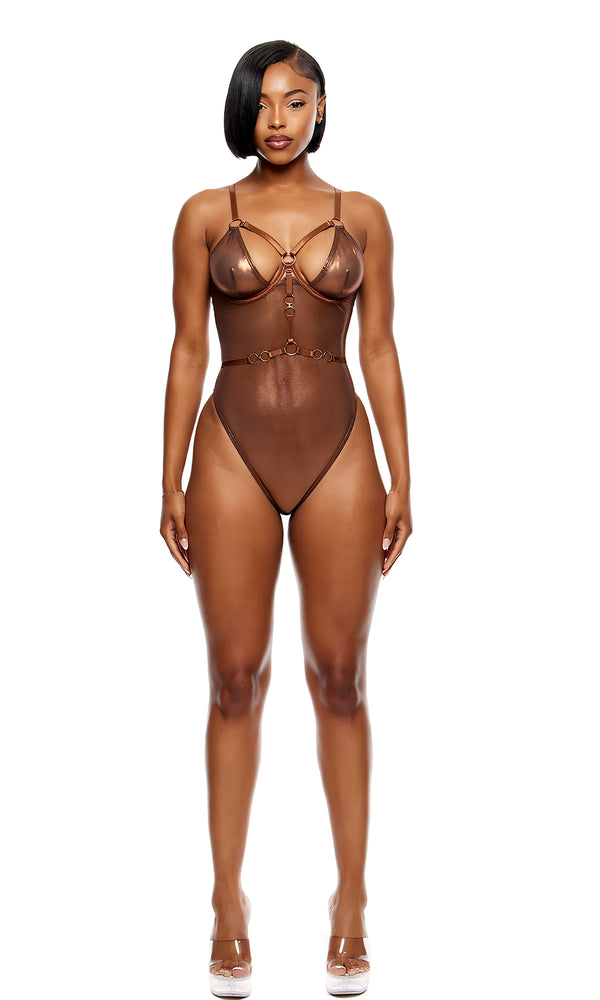 forplay Liquid Metal Metallic Mesh Teddy - Copper Copper