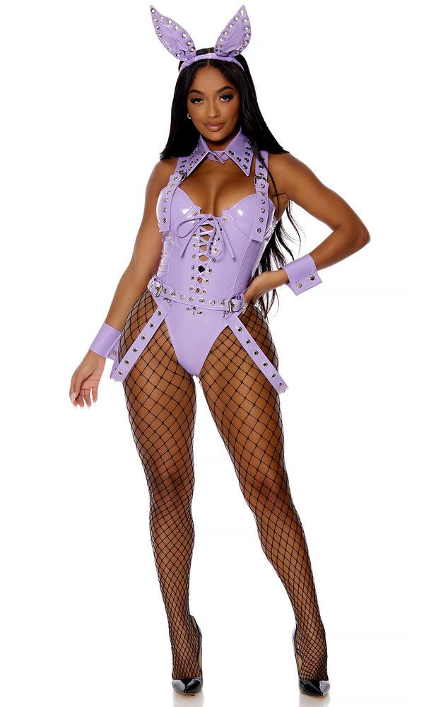 forplay Pierced Ears Sexy Bunny Bodysuit Costume Purple