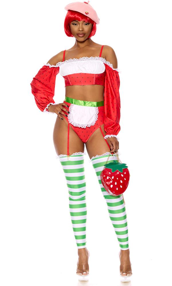 Forplay Strawberry Shortie Cartoon Character Costume Red