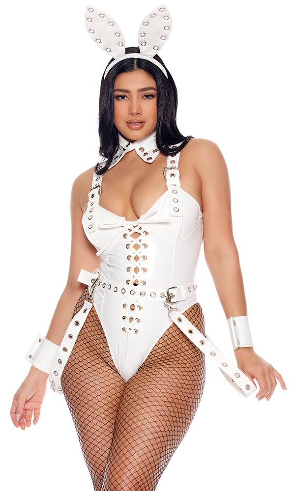 forplay Stud Me Out Sexy Bunny Bodysuit Costume White