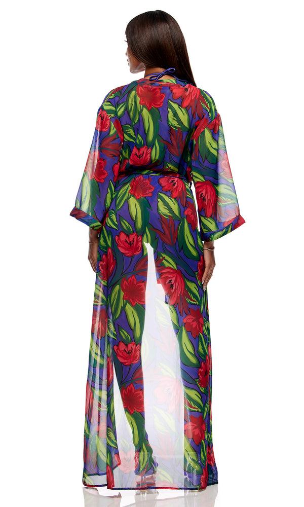 Forplay Termoli Mesh Pool Kimono - Painted Flora Painted Flora