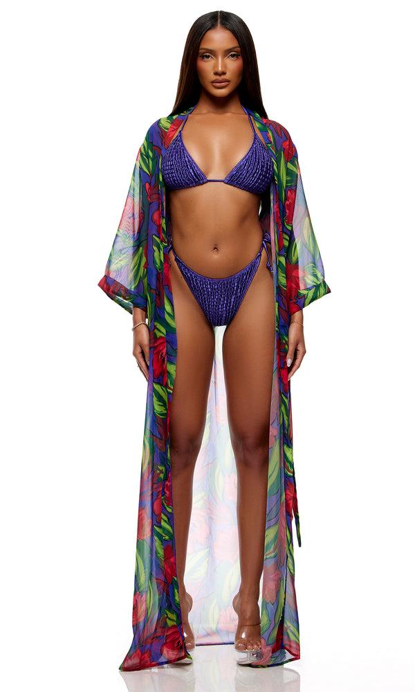Forplay Termoli Mesh Pool Kimono - Painted Flora Painted Flora