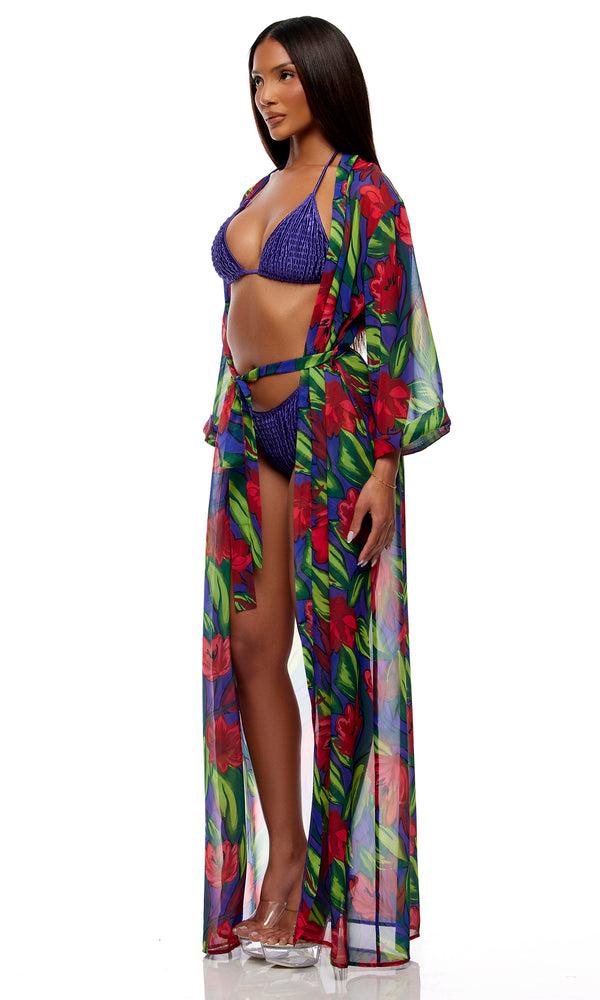 Forplay Termoli Mesh Pool Kimono - Painted Flora Painted Flora