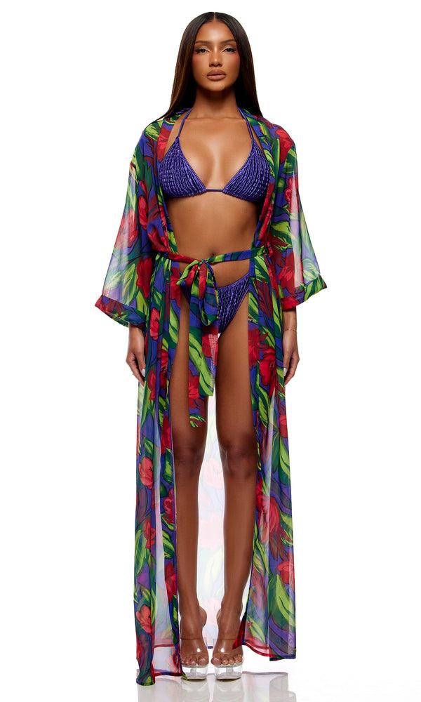 forplay Termoli Mesh Pool Kimono - Painted Flora Painted Flora