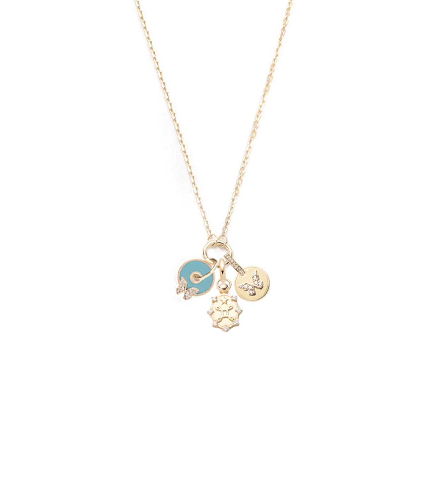 foundrae Aqua Butterfly Disk Drop Necklace Mini Story