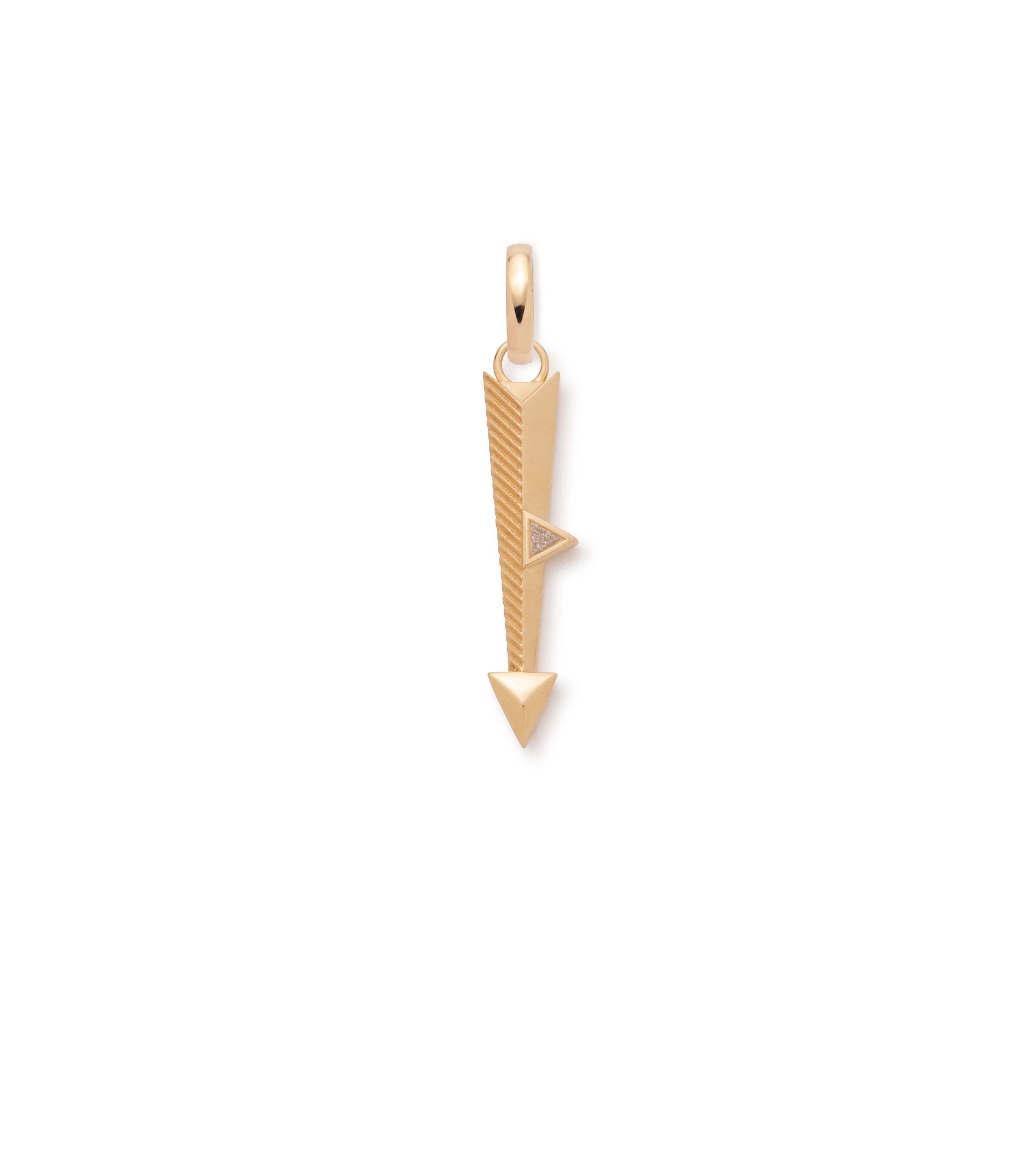 foundrae Arrow Miniature Pendant in Yellow Gold with Diamonds and an Annex Link