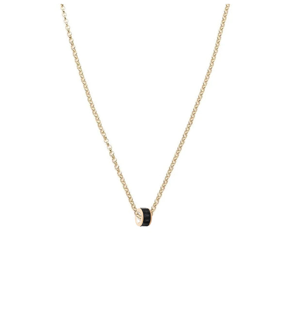 foundrae Baguette Black Diamond - Love Heart Beat Fine Belcher Chain Necklace