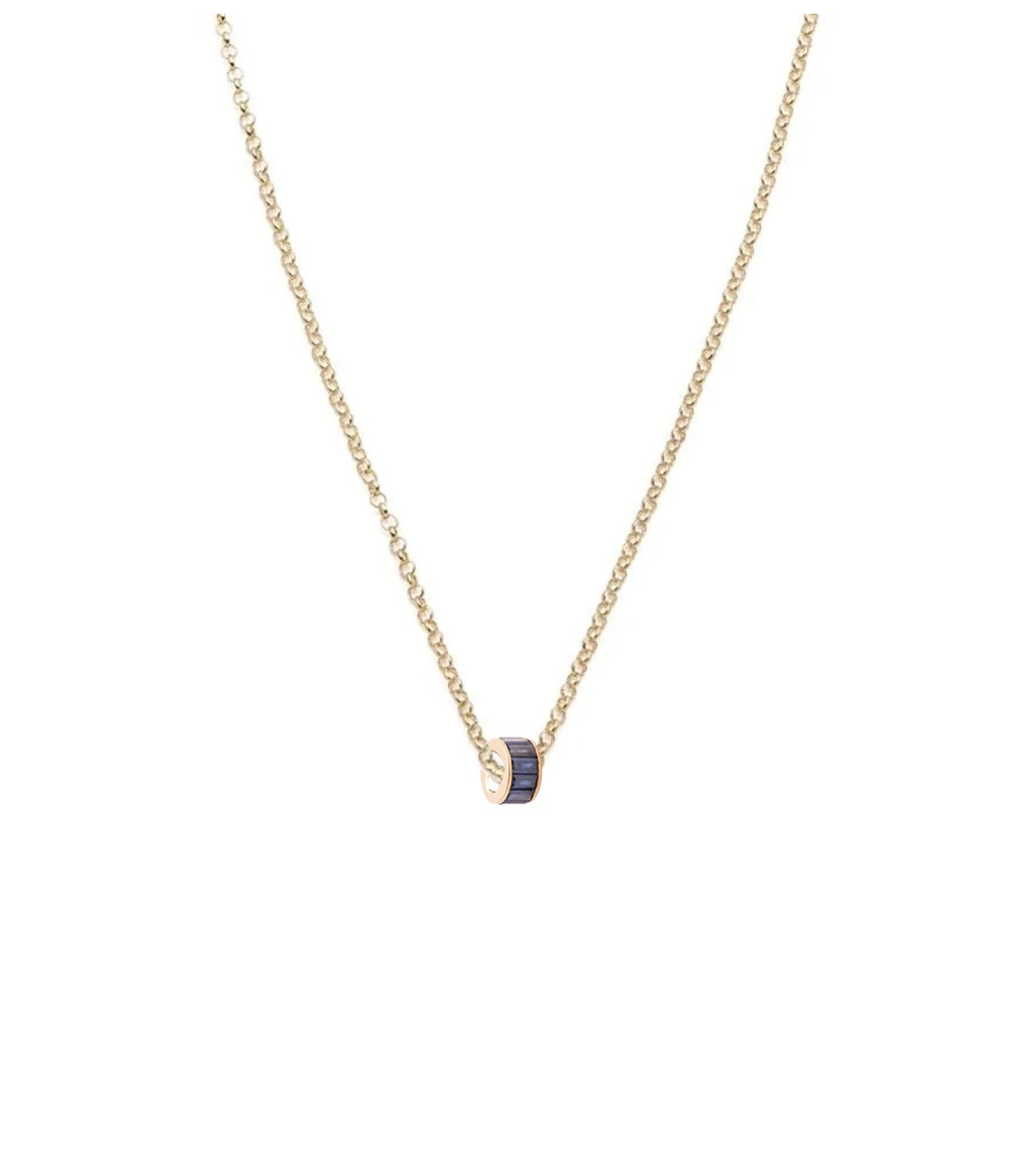 foundrae Baguette Blue Sapphire - Love Heart Beat Fine Belcher Chain Necklace