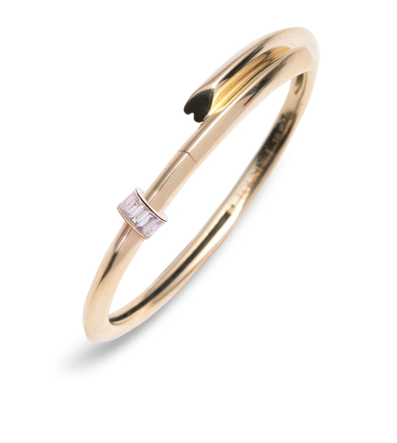 foundrae Baguette Diamond - Love Heart Beat Strong Heart Bangle
