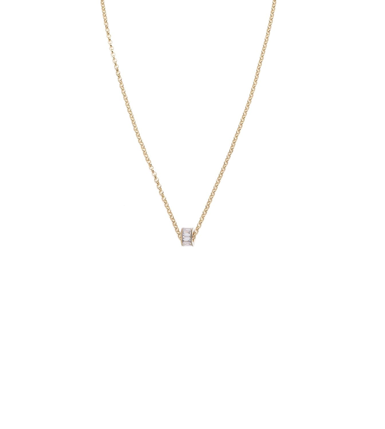 foundrae Baguette Diamonds Heart Beat Fine Belcher Chain Necklace