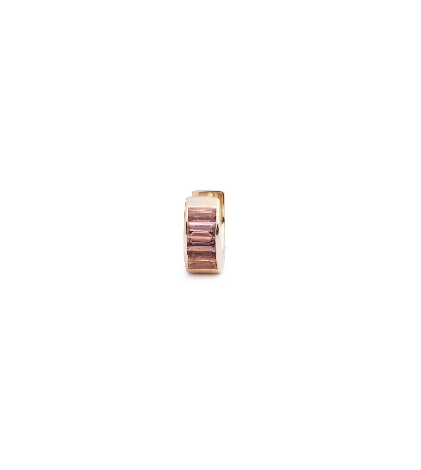 Foundrae Baguette Pink Tourmaline - True Love Huggie Earring