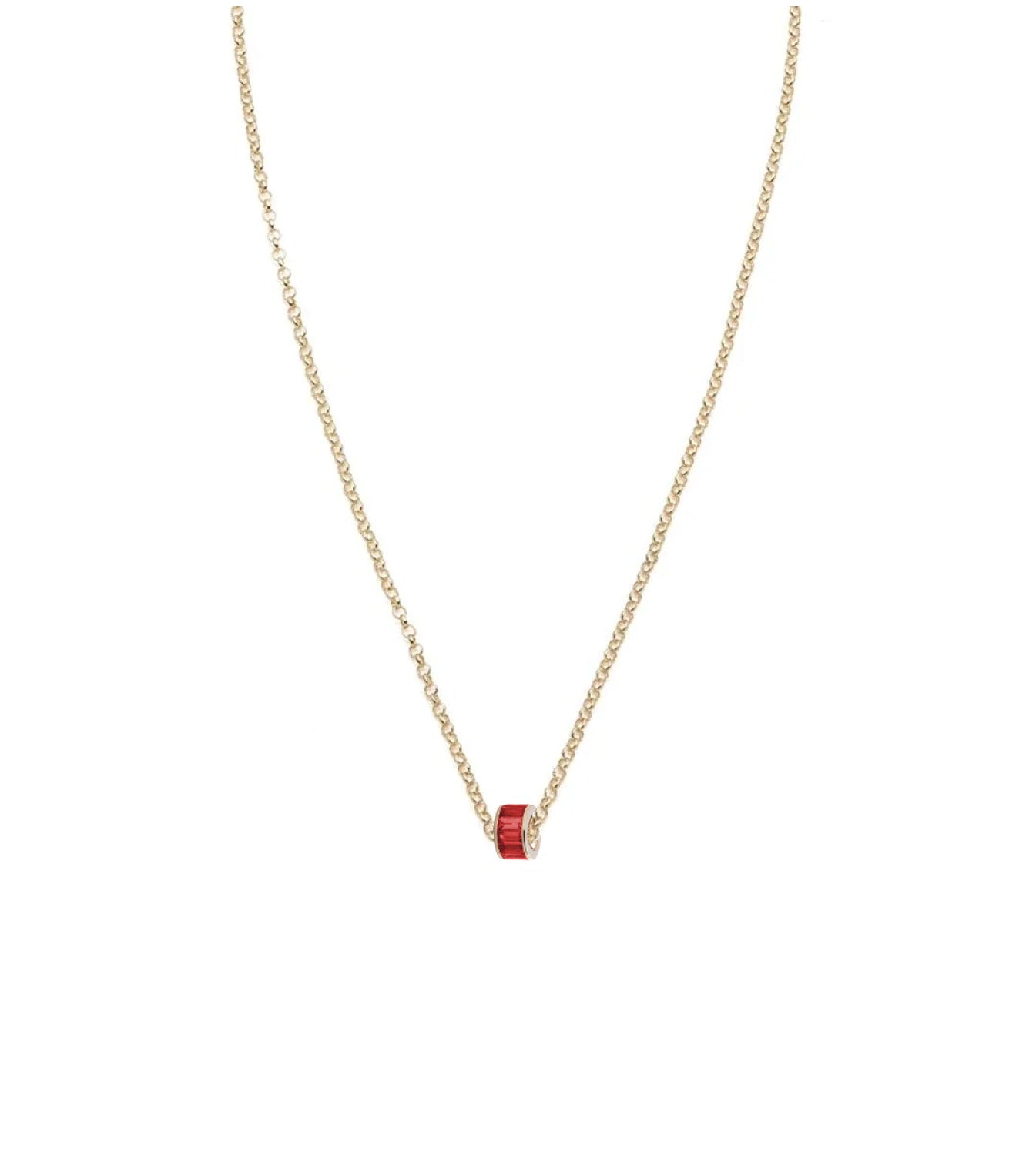 foundrae Baguette Ruby - Love Heart Beat Fine Belcher Chain Necklace foundrae Baguette Ruby - Love Heart Beat Fine Belcher Chain Necklace